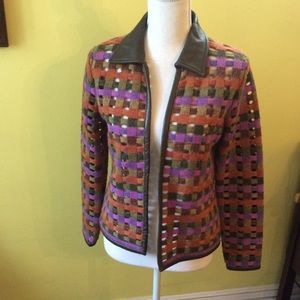 Sigrid Olsen NWT Wool & Leather Cardigan Size PP